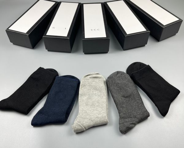 

5 pairs/box luxury designer grey breathable cotton socks Letter Breathable Cotton jogging brand Basketball football sports socks, A2