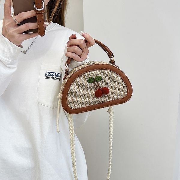 HBP Summer Straw Bag Cute Little Cherry Shoulder Crossbody Ethnic Wind Half Round Saddle Beach Holiday Woman Bags, Black
HBP Summer Straw Bag Cute Little Cherry Shoulder Crossbody Ethnic Wind Half Round Saddle Beach Holiday Woman Bags, Black