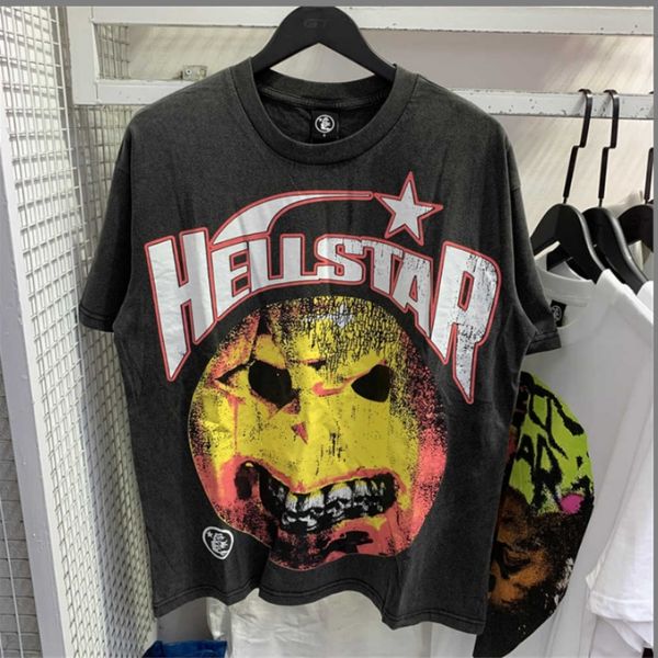 

Hellstar Shirt Designer T Shirts Graphic Tee Clothing Clothes Hipster Washed Fabric Street Graffiti Lettering Foil Print Vintage Black Loose Fitting Plus Size, Forestgreen