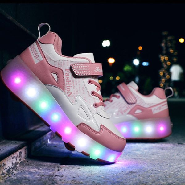 PONERAIT Dual-Use Adjustable Wheel Two wheels Parkour Shoe Led Light Glowing sneaker Casual Children shoe, Brown
PONERAIT Dual-Use Adjustable Wheel Two wheels Parkour Shoe Led Light Glowing sneaker Casual Children shoe, Brown