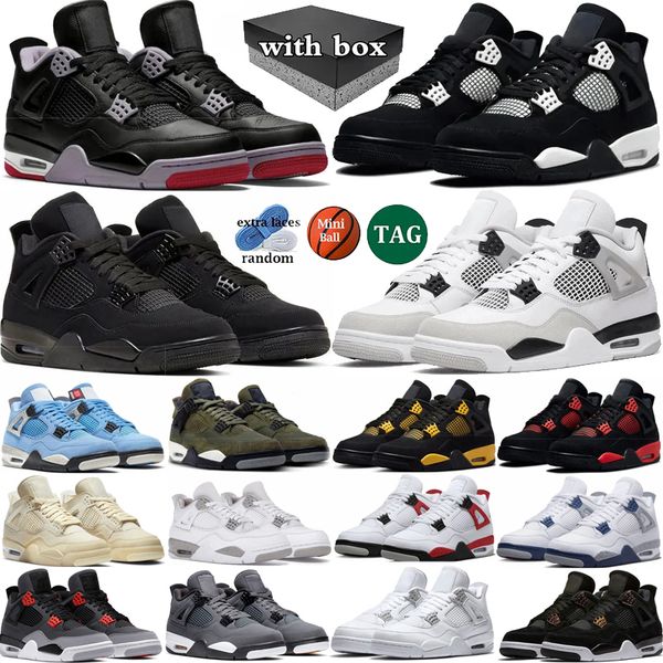 With box 4 Basketball Shoes Men Bred Reimagined White Thunder Black Cat Military Black Olive University Blue sail Midnight Navy Mens Trainers Sport Sneakers, Color 25
With box 4 Basketball Shoes Men Bred Reimagined White Thunder Black Cat Military Black Olive University Blue sail Midnight Navy Mens Trainers Sport Sneakers, Color 25