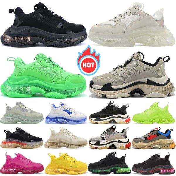 Triple s men women designer casual shoes platform sneakers clear sole black white grey red pink blue Neon Green mens trainers Tennis, Color15
Triple s men women designer casual shoes platform sneakers clear sole black white grey red pink blue Neon Green mens trainers Tennis, Color15