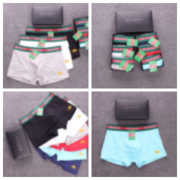 

Mens Underwear Underpants Boxer Shorts Sexy Gay Male Boxers Breathable New Man Underwear 3 pieces/box, #1color random