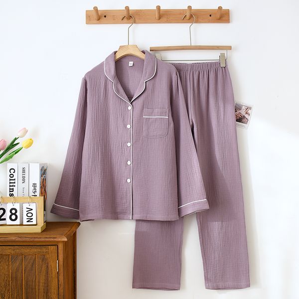 Pajamas, home clothes, men's and women's spring and autumn thin double layered pure cotton gauze, oversized loose pants, long sleeved couple set, Light gray
Pajamas, home clothes, men's and women's spring and autumn thin double layered pure cotton gauze, oversized loose pants, long sleeved couple set, Light gray