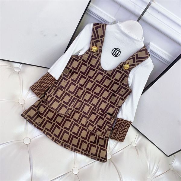 

Designer Children's Clothing Baby Long Sleeve White T-shirt Classic Brand Clothing Spring Children's Spring Dress Set Luxury Letter Clothing 90cm-160cm A1, Chocolate