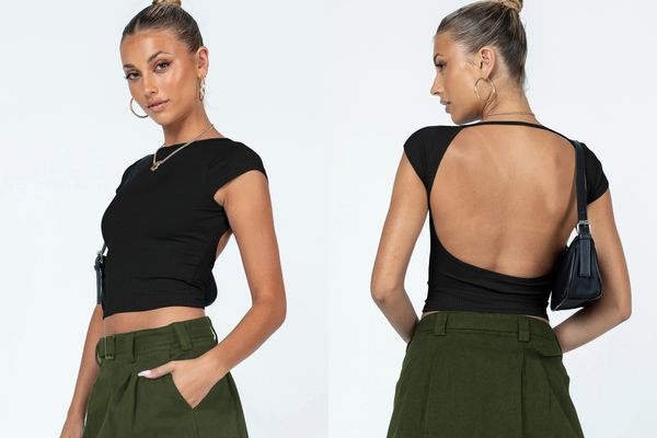 Designer fashion T-shirt Y2K Women Summer Sexy Backless Nylon Moisture Wicking Comfortable Breathable Short-sleeved Slim T-shirt, Gray
Designer fashion T-shirt Y2K Women Summer Sexy Backless Nylon Moisture Wicking Comfortable Breathable Short-sleeved Slim T-shirt, Gray