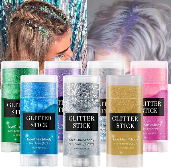 

Mermaid Face Body Glitter Stick Waterproof Glitter Gel Chunky Sequins for Face/Body/Hair/Eyes/Lip Holographic Sparkling Makeup Body Glitter, Choose from below options