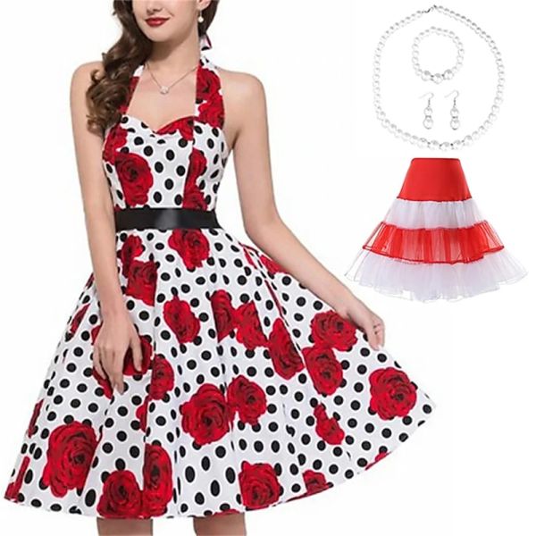 

Retro Vintage 1950s Rockabilly Petticoat Hoop Skirt A-Line Dress Tutu Flare Dress Audrey Hepburn Party Evening Masquerade Dress, Blue