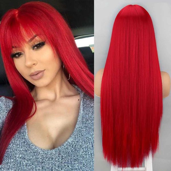 WERD Synthetic Long Straight Red Wigs With Bangs For Women Black Cosplay Party Daily Use Natural Hair 240329, Ombre color
WERD Synthetic Long Straight Red Wigs With Bangs For Women Black Cosplay Party Daily Use Natural Hair 240329, Ombre color