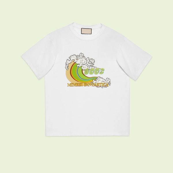 Hand-painted waves series letter print short sleeve designer GGity fashion T-shirt brand spring summer men's and women's trend pure cotton T-shirt, White
Hand-painted waves series letter print short sleeve designer GGity fashion T-shirt brand spring summer men's and women's trend pure cotton T-shirt, White