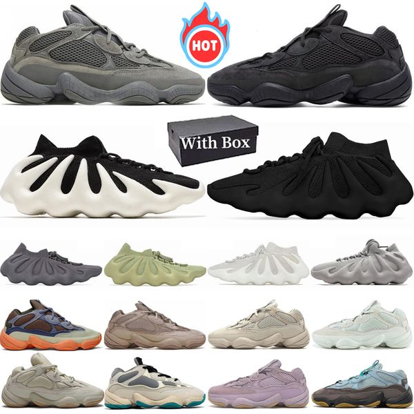 

With box 500 designer 450 running shoes Men Women Utility Black White Resin Granite Blush Bone White Ash Grey salt mens womens Outdoor sports trainers, Color 27