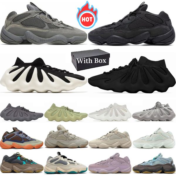 

With box 500 designer 450 running shoes Men Women Utility Black White Resin Granite Blush Bone White Ash Grey Enflame mens womens Outdoor sports trainers, Color 28