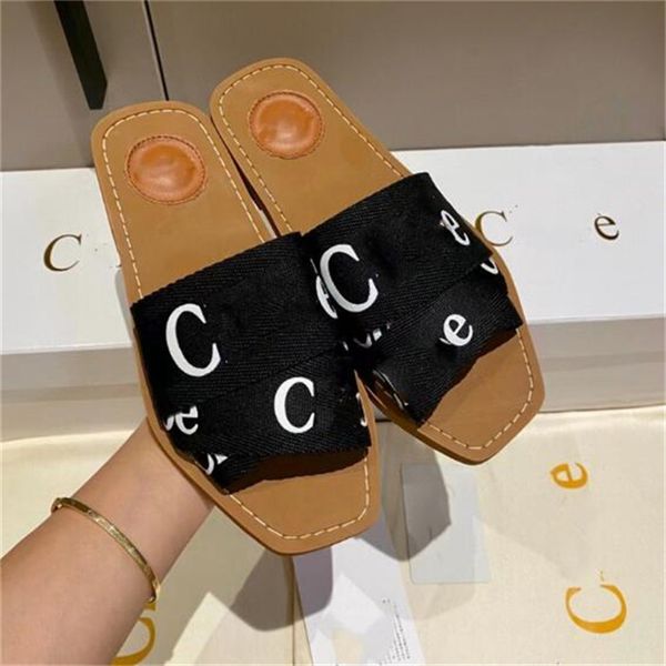 

Fashion Designer Sandals Luxury Women's Woody Clogs Mule Flat Sandals Slide Letter loafers Slippers Women's Slippers Summer Beach Platform Canvas Herringbone Shoes, Sky blue