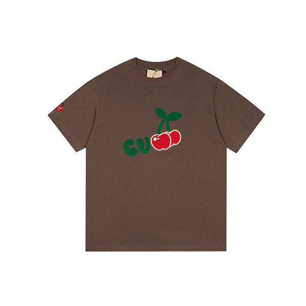 Hand-painted red cherry letter print short sleeve designer GGity Fashion T-shirt brand spring summer men's and women's trend pure cotton T-shirt, Beige
Hand-painted red cherry letter print short sleeve designer GGity Fashion T-shirt brand spring summer men's and women's trend pure cotton T-shirt, Beige