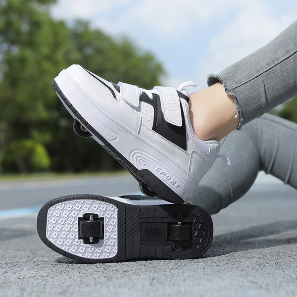 

PONERAIT Two wheels Dual-Use Comfortable Roller Skate Shoe Outdoor Children Sneaker Casual Walk Shoe, White
