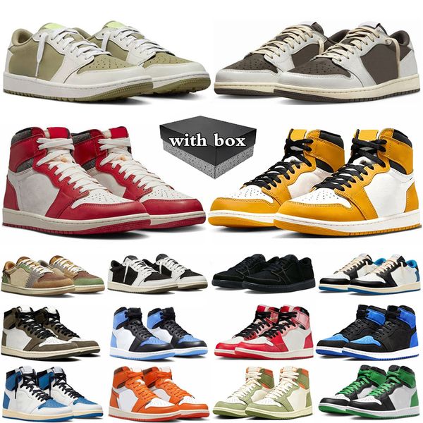 with box 1 Basketball Shoes Men Women Mens 1s Black Phantom traviss Golf Olive Reverse Mocha Royal Reimagined Satin scotts Bred Lost Found Trainers Sport Sneakers, Color 30
with box 1 Basketball Shoes Men Women Mens 1s Black Phantom traviss Golf Olive Reverse Mocha Royal Reimagined Satin scotts Bred Lost Found Trainers Sport Sneakers, Color 30