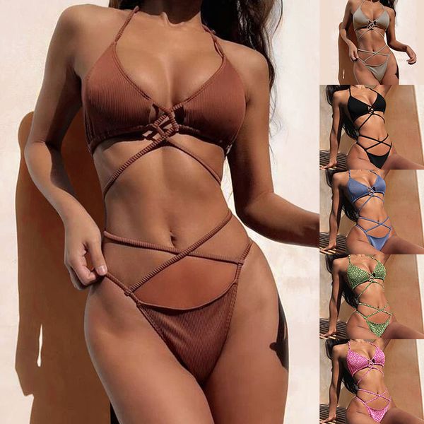 Bikini Designer Swimwear Luxury bikini triangle bikini Sexy Gathering Split swimsuit for women With chest pads no steel support, Brown
Bikini Designer Swimwear Luxury bikini triangle bikini Sexy Gathering Split swimsuit for women With chest pads no steel support, Brown