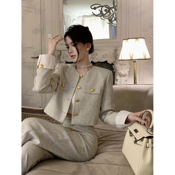 French small fragrance suit, women's autumn suit, light luxury jacket, trousers two-piece set, Lightgrey
French small fragrance suit, women's autumn suit, light luxury jacket, trousers two-piece set, Lightgrey