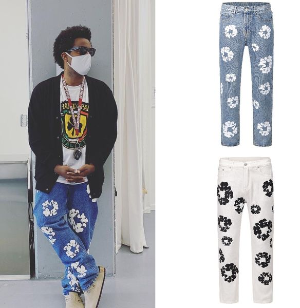 Summer Men's Jean Blue Hombre Trousers Women Flower Print Pants Oversized Streetwear Straight Casual Mens Denim Jeans Designer White
Summer Men's Jean Blue Hombre Trousers Women Flower Print Pants Oversized Streetwear Straight Casual Mens Denim Jeans Designer White