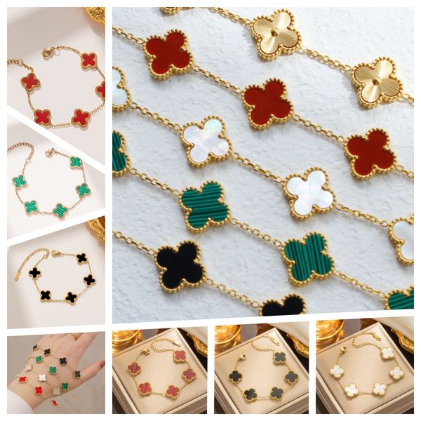 With Logo Chain Bracelets Van 18K Gold Plated Womens Classic Charm Bracelet Designer 4 Four-leaf Clover Women Jewelry Elegant Mother-of-Pearl Luxury Bracelets
With Logo Chain Bracelets Van 18K Gold Plated Womens Classic Charm Bracelet Designer 4 Four-leaf Clover Women Jewelry Elegant Mother-of-Pearl Luxury Bracelets