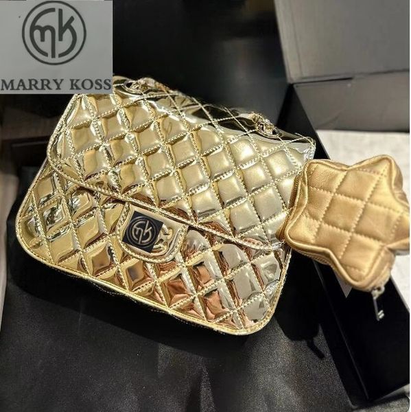 designer bag classic flap bag channel bags crossbody women clutch mirror leather purse with star coin purses lady handbag shopping bags shoulder handbag MARRY KOSS, Gold
designer bag classic flap bag channel bags crossbody women clutch mirror leather purse with star coin purses lady handbag shopping bags shoulder handbag MARRY KOSS, Gold