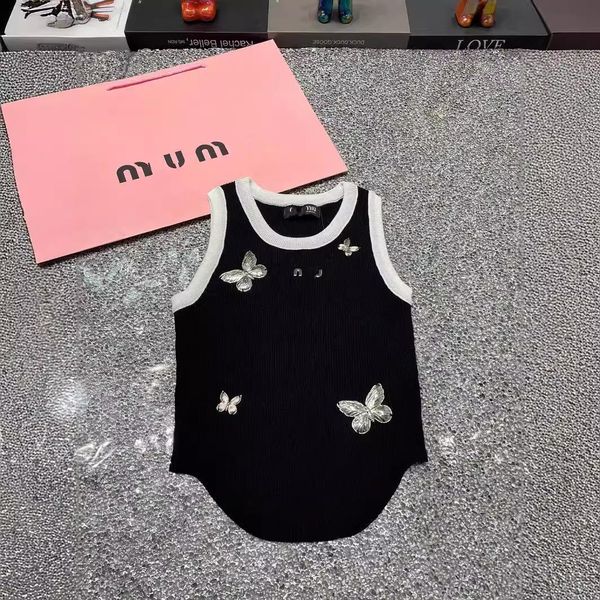 Womens Tops Womens designer clothing miui 24ss Three dimensional heavy duty butterfly design fashion sweet top Sleeveless T Shirts Breathable, Black
Womens Tops Womens designer clothing miui 24ss Three dimensional heavy duty butterfly design fashion sweet top Sleeveless T Shirts Breathable, Black