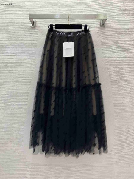 

Designer Skirt Women Pleated Skirts Brand Long Skirt Fashion Logo Summer Woman Perspective Gauze Skirts Womens Travel Clothing Mar 23, #2-black