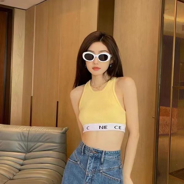 Womens Clothes designer designer tank top cel Summer Macaron striped solid color U neck short waistless vest slimming knitted embroidery, C3
Womens Clothes designer designer tank top cel Summer Macaron striped solid color U neck short waistless vest slimming knitted embroidery, C3