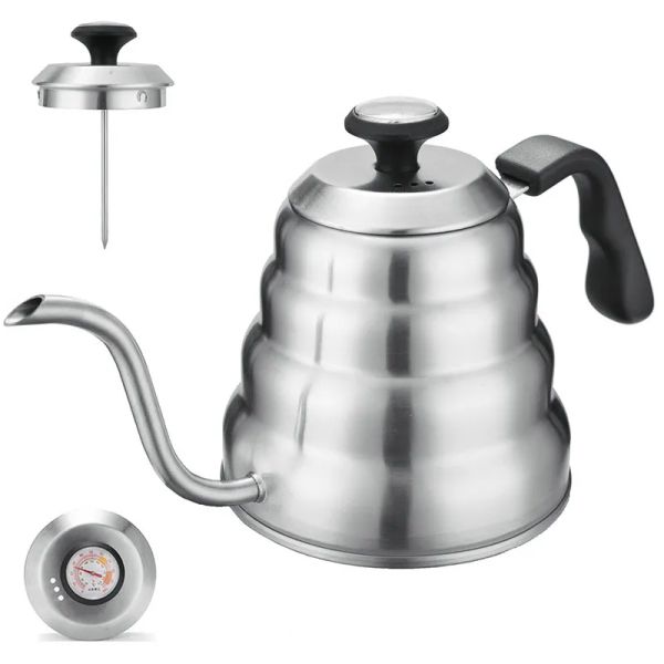 Kettle1l/1.2l Tools Stainless Steel Pour Over Coffee Pot Drip Kettle with Thermometer for Home Office Cafetera, Black
Kettle1l/1.2l Tools Stainless Steel Pour Over Coffee Pot Drip Kettle with Thermometer for Home Office Cafetera, Black