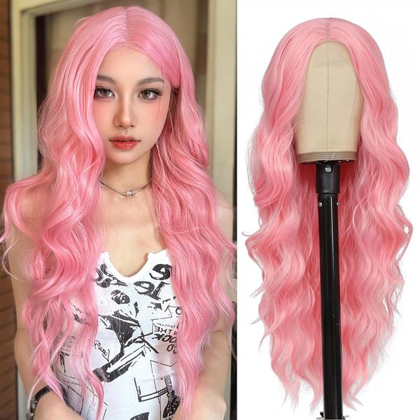 

Highlight Lace Front Human Hair Wigs For Women Lace Frontal Wig Pre Plucked Honey Blonde Colored Synthetic Wigs Hair fast ship, Mix color