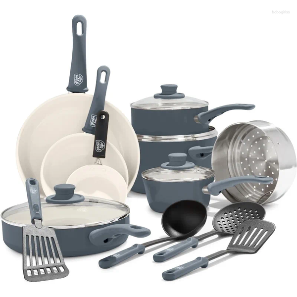 16-Piece Kitchen Cookware Sets - GreenLife Soft Grip Healthy Ceramic Nonstick Pots & Pans, PFAS-Free, Green, Purple
16-Piece Kitchen Cookware Sets - GreenLife Soft Grip Healthy Ceramic Nonstick Pots & Pans, PFAS-Free, Green, Purple