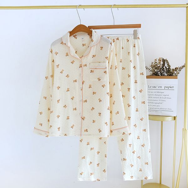 Women's pajamas spring and autumn long sleeved pure cotton gauze thin cardigan large size all cotton crepe cartoon home clothing set, Foundation make-up clown
Women's pajamas spring and autumn long sleeved pure cotton gauze thin cardigan large size all cotton crepe cartoon home clothing set, Foundation make-up clown