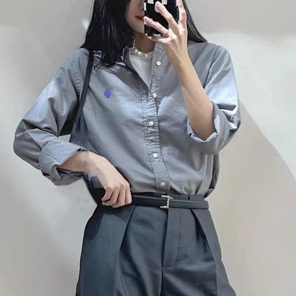 Summer new Laurens shirt designer small horse blouse fashion all-match ice silk cotton shirts letters long sleeved Shirt women's casual Shirts coat