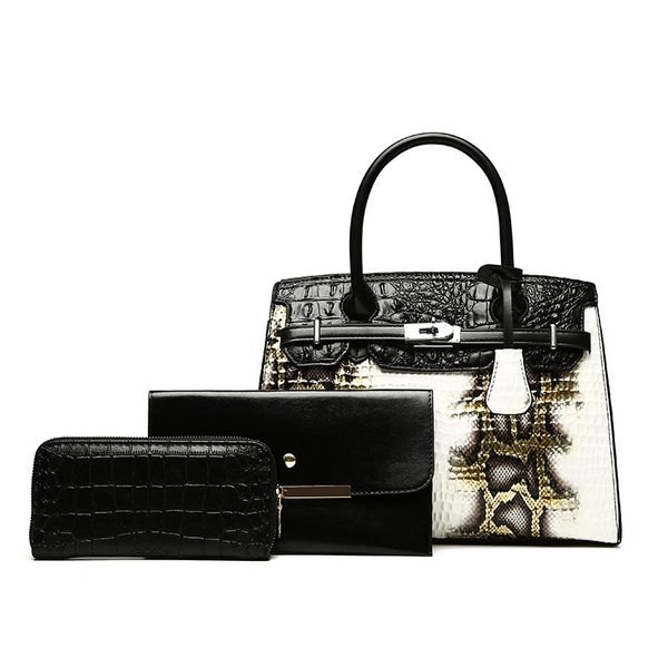 Outlet factory ladies handbags 7 colors elegant atmosphere snake handbag large capacity three piece fashion crocodile bag daily Joker stone women backpack 5608#, Beige-serpentine
Outlet factory ladies handbags 7 colors elegant atmosphere snake handbag large capacity three piece fashion crocodile bag daily Joker stone women backpack 5608#, Beige-serpentine