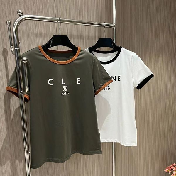 

designer clothes women t shirt women Cel Shirts Sleeve 2024 Summer Shirts Color blocking design round neck flocked logo cell Brand Womens Short, C1