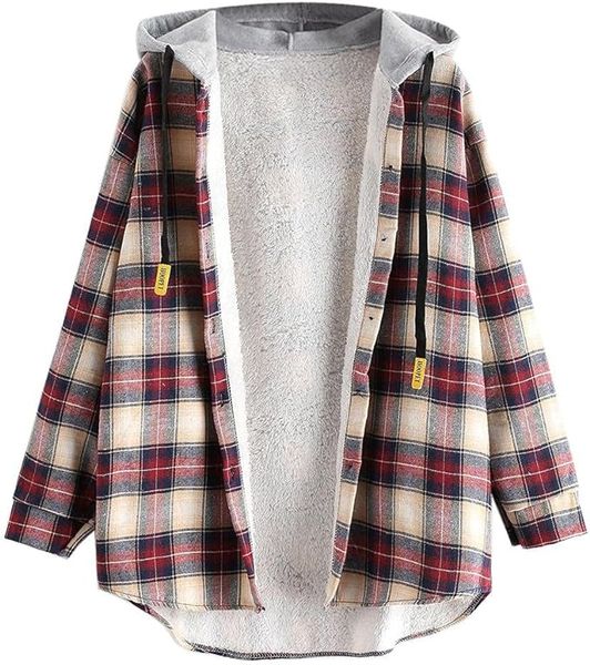 ZAFUL Women's Plaid Fleece Lined Hooded Jacket Button Up Oversized Fuzzy Coat Checkered Flannel Hoodie Jacket, Darkred
ZAFUL Women's Plaid Fleece Lined Hooded Jacket Button Up Oversized Fuzzy Coat Checkered Flannel Hoodie Jacket, Darkred