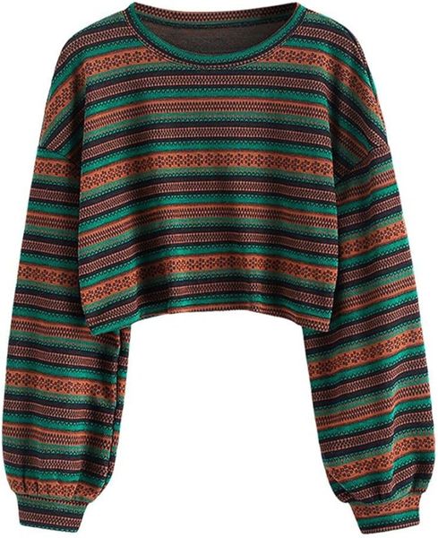 ZAFUL Women's Tribal Ethnic Graphic Cropped Knitwear Bohemian Long Sleeve Pullover Sweater Boho Drop Shoulder Knitted Top, Green
ZAFUL Women's Tribal Ethnic Graphic Cropped Knitwear Bohemian Long Sleeve Pullover Sweater Boho Drop Shoulder Knitted Top, Green
