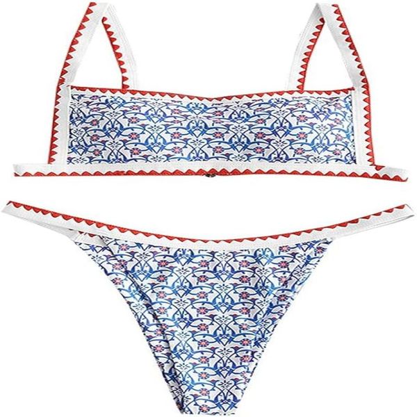 ZAFUL Women's Bohemian Swimsuit Strappy Tie Side Bikini Set Triangle Cheeky String Brazilian Swimwear, Blue
ZAFUL Women's Bohemian Swimsuit Strappy Tie Side Bikini Set Triangle Cheeky String Brazilian Swimwear, Blue