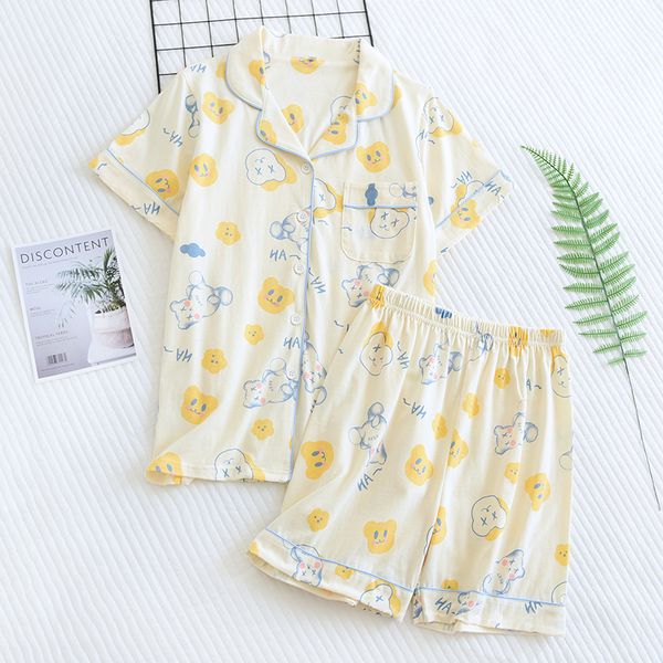 Summer pajamas, women's pure cotton thin short sleeved shorts set, cartoon anime, knitted printing, women's home clothing, youth, Knitted cloth doll
Summer pajamas, women's pure cotton thin short sleeved shorts set, cartoon anime, knitted printing, women's home clothing, youth, Knitted cloth doll