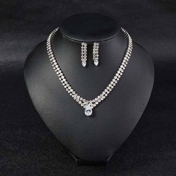 cross border New Bridal Jewelry from Europe and America Fashionable Light Luxury Zircon Double Layer Water Drop Design Necklace Earrings Set for Women
cross border New Bridal Jewelry from Europe and America Fashionable Light Luxury Zircon Double Layer Water Drop Design Necklace Earrings Set for Women