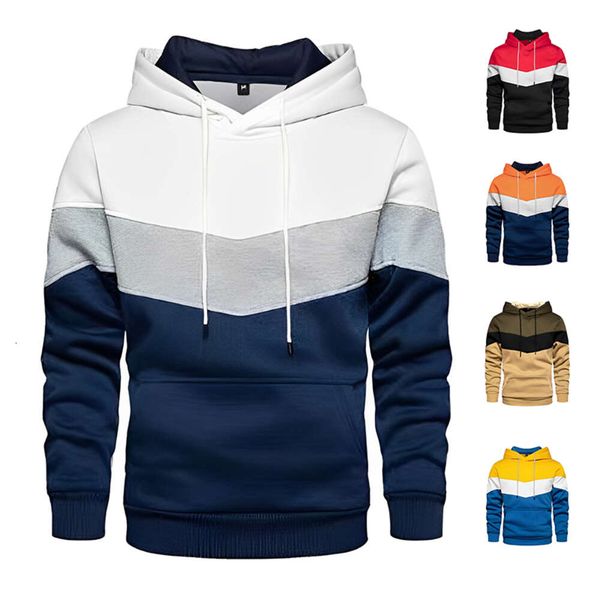 

2024Men' patchwork hoodie Outdoor casual sportswear Street fashion men' hooded sweatshirt Fall Spring black, Yellow