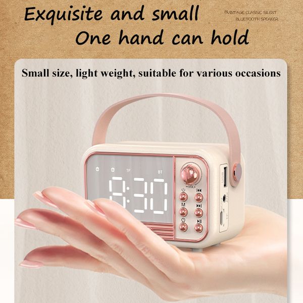 Retro Bluetooth Speaker LED Mirror Classical Music 2025 Player HIFI Stereo Sound new with Time Display Dual Alarm Clock Support TF AUX