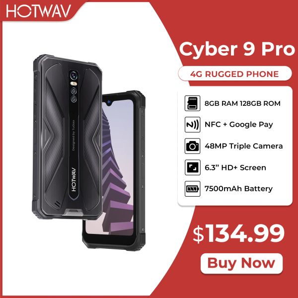 Cyber HOTWAV 9 Pro Rugged Smartphone 8GB+128GB 7500mAh Helio P60 Octa Core 6.3" Mobile Phone 48MP Rear Camera 4G Cellphone 2022, Black
Cyber HOTWAV 9 Pro Rugged Smartphone 8GB+128GB 7500mAh Helio P60 Octa Core 6.3" Mobile Phone 48MP Rear Camera 4G Cellphone 2022, Black