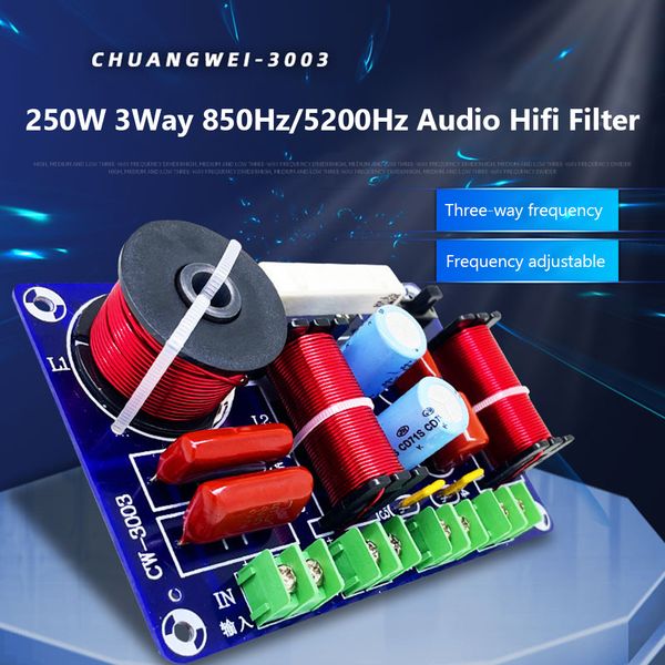 1-5pcs Audio Speaker Crossover Module 3 Ways Speakers Hifi Stereo Audio Filter 250W 850Hz/5200Hz Frequency Divider for Home
