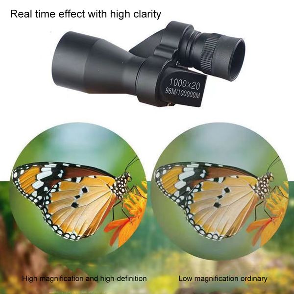 Portable Film Telescope 1000X20 Children Mini HD Monocular Shockproof Lightweight with Cleaning Cloth for Bird Watching Tourism