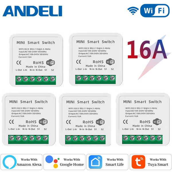 ANDELI DIY WiFi Mini Smart Light Switch 2025 16A Two Way Control Tuya/Smartlife APP Remote Control for new Alexa Google Home Automation