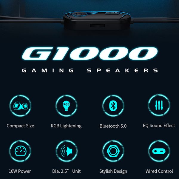 HECATE new 2025 by Edifier G1000 2.0 PC Speakers 2.5 inches Full-range Unit RGB Lighting Wired Control Support AUX/USB/Bluetooth Input