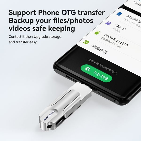 MOVESPEED 2 in new 1 USB Type C Flash Drive Support OTG 2025 64GB 128GB 256GB 512GB USB 3.0 120MB/s Pendrive for book Phones Laptop PC
