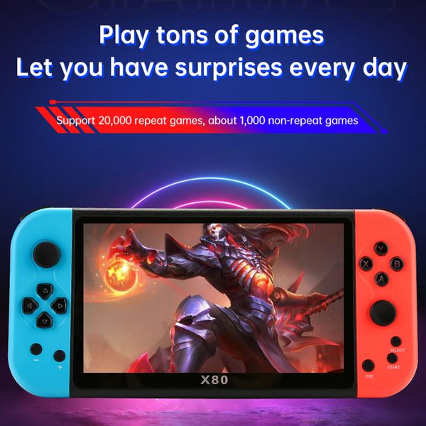 X80 X7 Handheld Game Console Built-in 20000+ Retro Games Portable Video Game Console 7inch HD Arcade Game Player For PS1/GBA