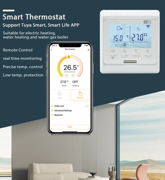 WiFi Thermostat Warm Floor Heating Tuya Smart Temperature Remote Controller for 3A 16A Electric/Gas Boiler/Water Voice Alexa